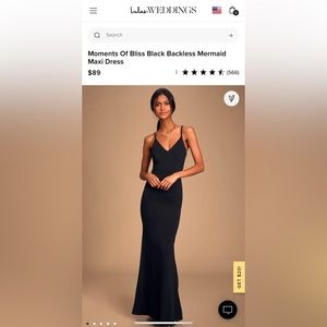 Lulu’s Moments of Bliss Black Backless Mermaid Maxi Dress NWT - Size Small